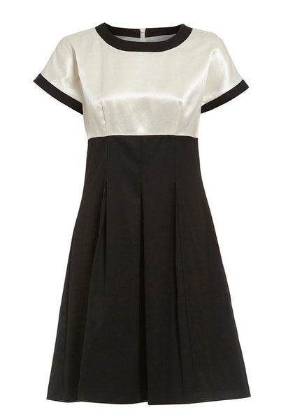 black white shift dress Black & White Contrast Trim Shift Dress