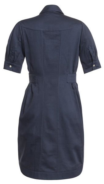 Outsider fitted shirt dress organic cotton in navy - Outsider Fashion Outsider fitted shirt dress organic cotton in navy - Outsider Fashion