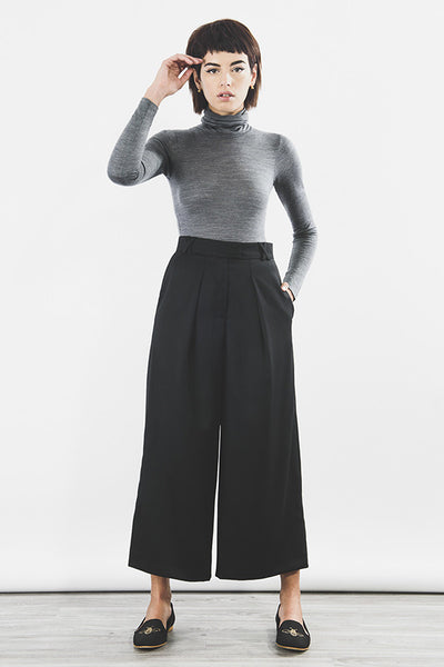 Outsider organic merino wool culotte trousers in black *Last pieces in -  Outsider Fashion