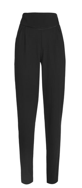 Outsider merino wool trousers in black with satin detail