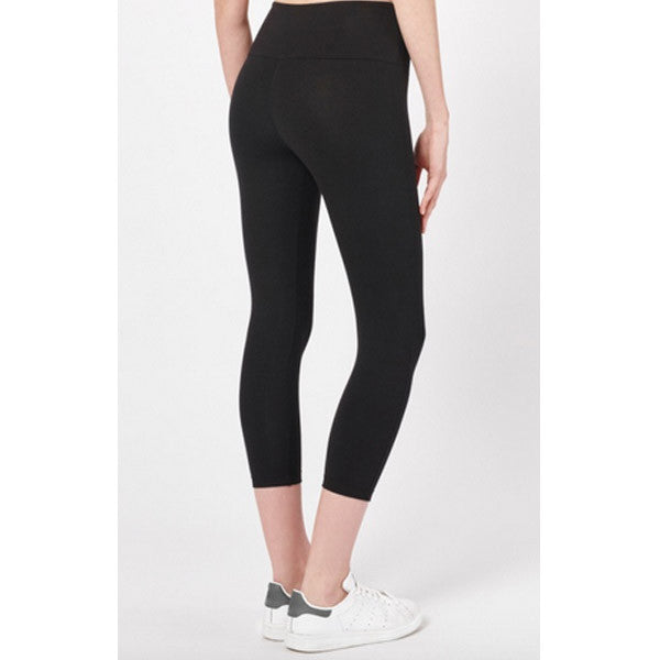 Essential thick bamboo cropped leggings in black