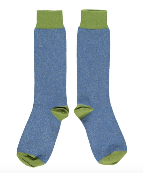 Organic cotton glitter blue and green socks