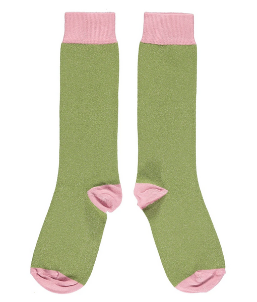 Organic cotton glitter green and pink socks