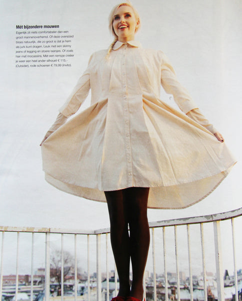 Outsider pleat neck shirt dress in natural colour cotton *Last one left in size XS*