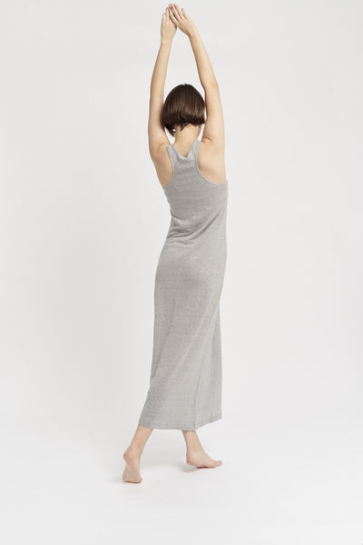 Linen long vest dress in pale grey