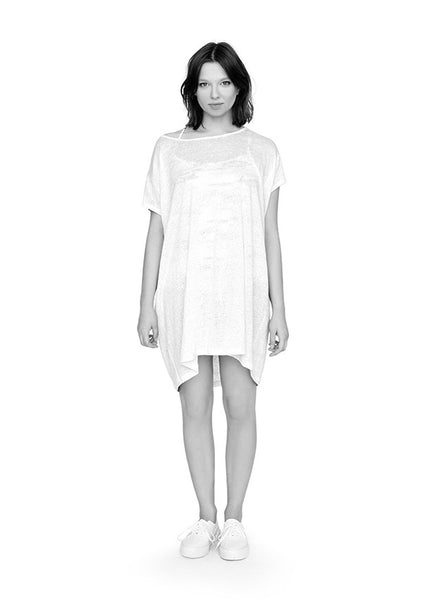 Linen lightweight tunic dress in white