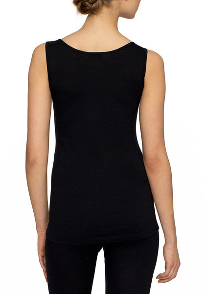 Merino wool vest top in black