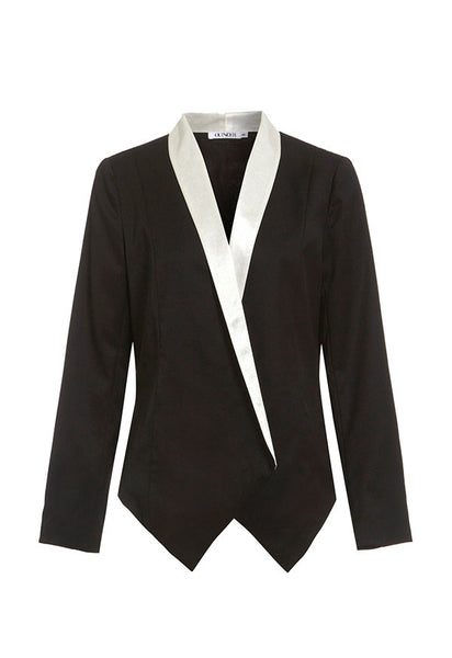 Outsider monochrome tux jacket in black and off white