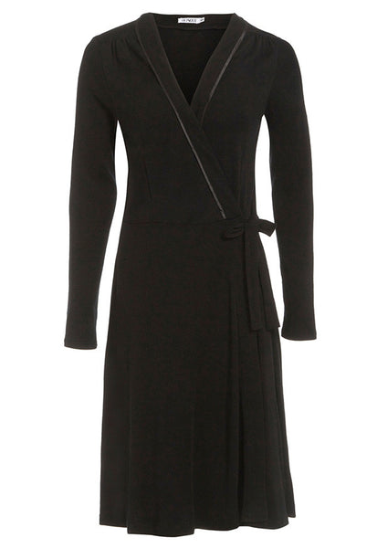 Outsider wrap dress merino wool in black - Outsider Fashion