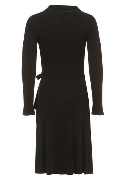 Outsider wrap dress merino wool in black - Outsider Fashion
