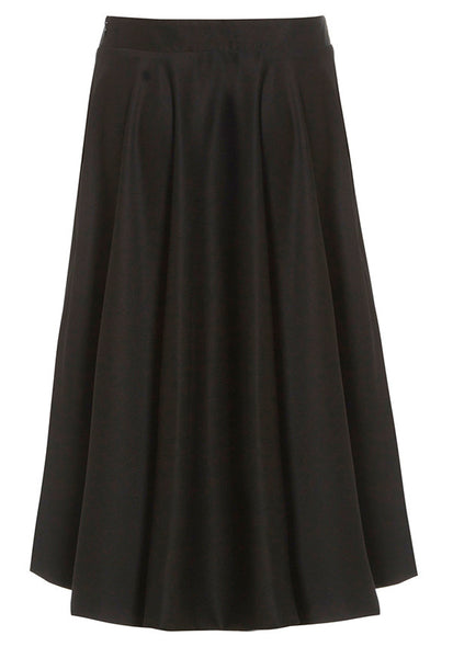 Outsider swing skirt in black organic wool