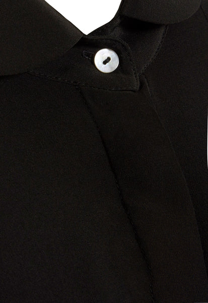 Outsider silk shirt dress with georgette sleeves in black