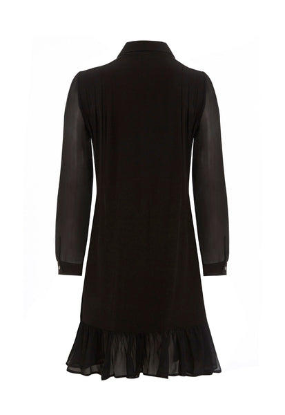 Outsider silk shirt dress with georgette sleeves in black