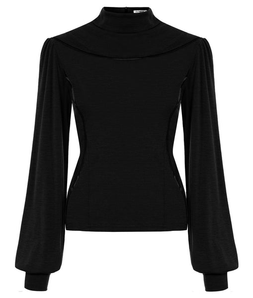 Outsider contour polo neck merino wool in black *Last one in size S only*