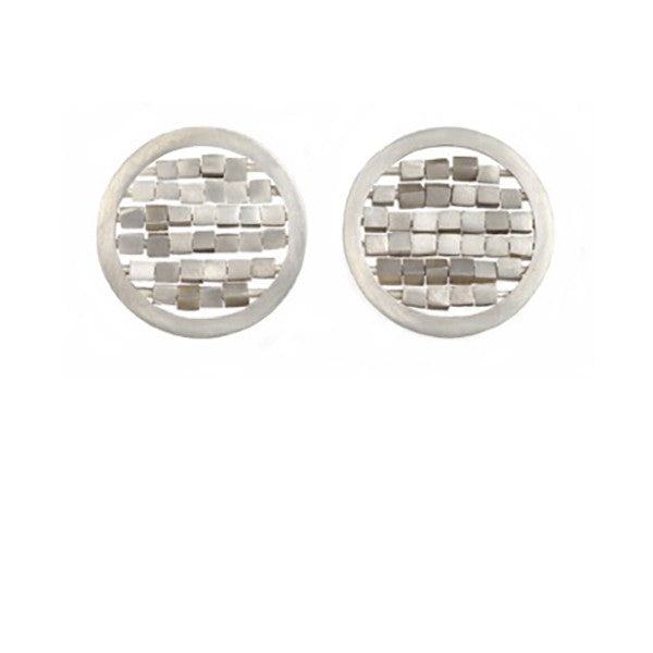 Cube sequin stud earrings in sterling silver
