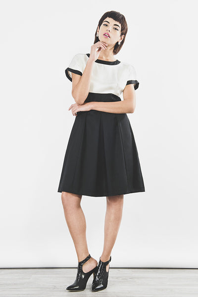 Outsider monochrome shift dress in black and off white