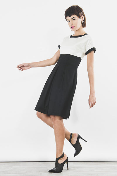 Outsider monochrome shift dress in black and off white