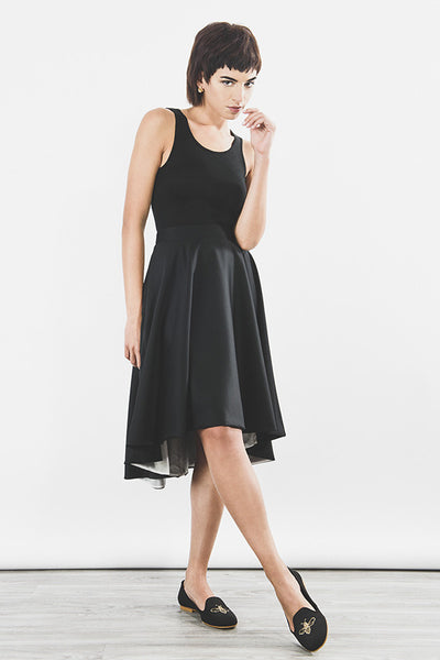 Merino wool vest top in black
