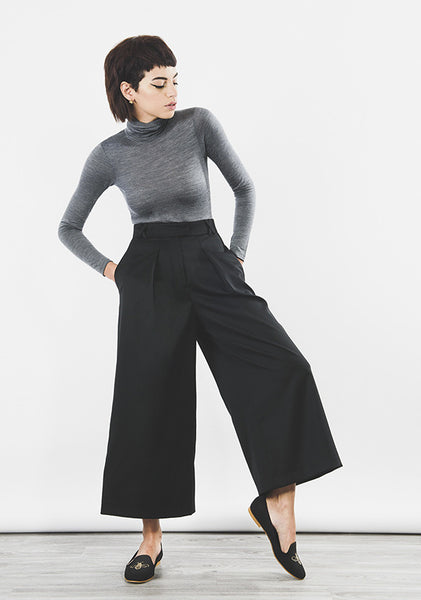 Outsider organic merino wool culotte trousers in black *Last pieces in sizes XS & L*