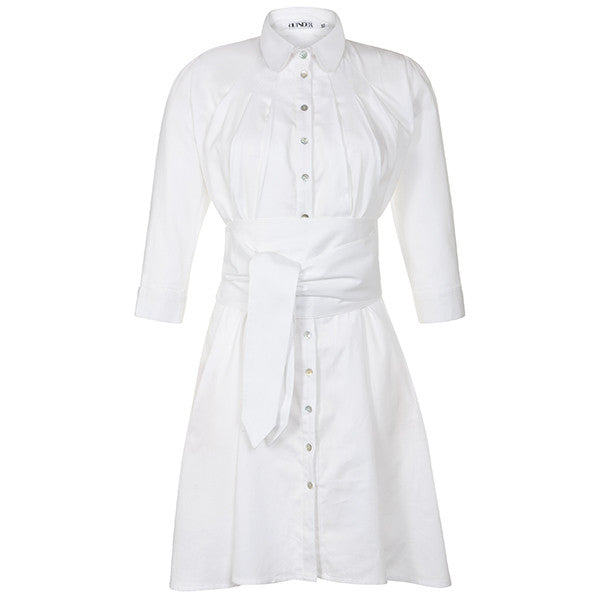 Outsider shirt dress with obi belt in white