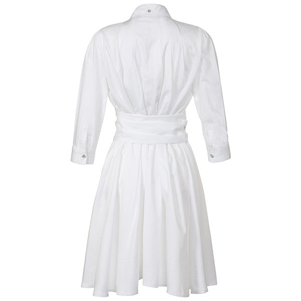 Outsider shirt dress with obi belt in white